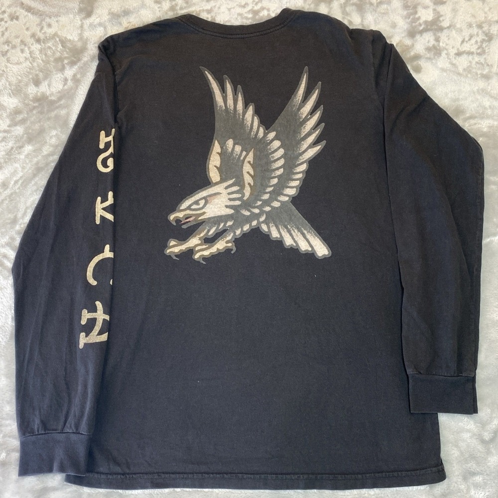 RVCA Long Sleeve Tee Mens Medium Black Matt Archbold Eagle Graphic Archy Shirt
